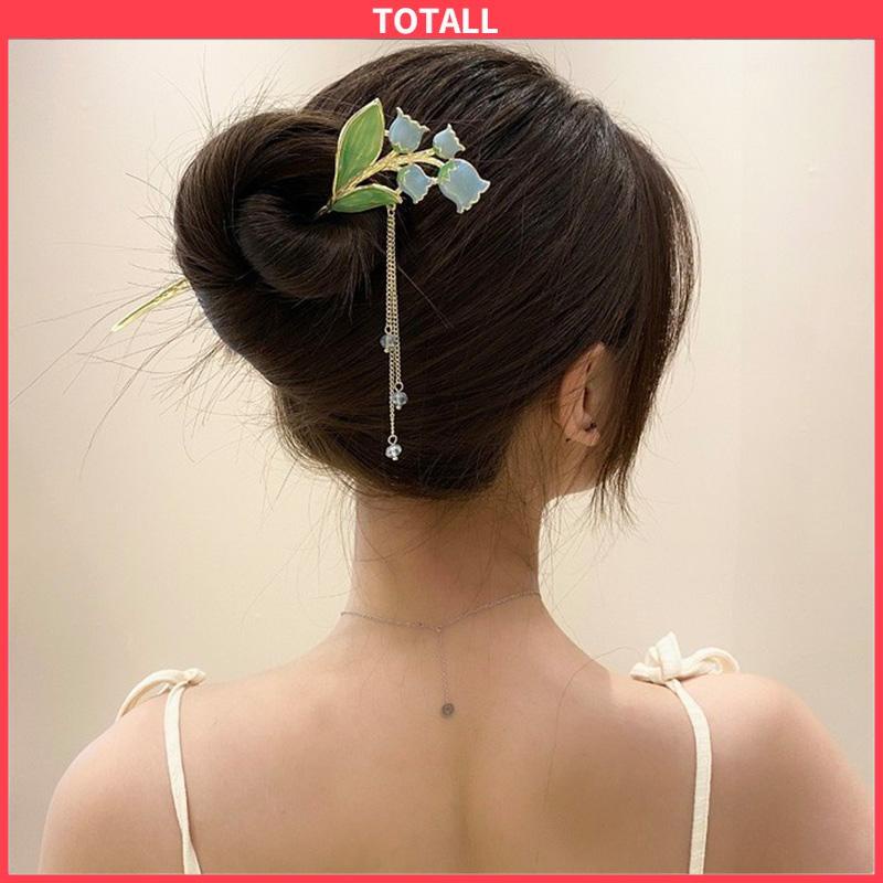 COD Jepit Rambut Mutiara Rumbai Metal Orchid Design Simple Ceruk Aksesoris Fashion-Totall