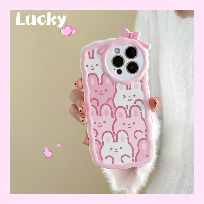 【Lamb Style】Stacked Bunny Soft TPU Case HP iP iPhone 11 12 13 14 Pro Max 7 8 + Plus SE 2020 X XS XR Max Girl Woman FTD Casing Apple