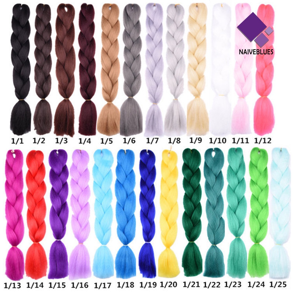 &lt; Naiveblues &gt; Wanita Jumbo Crochet Mengepang Warna Ombre Sintetis Kanekalon Ekstensi