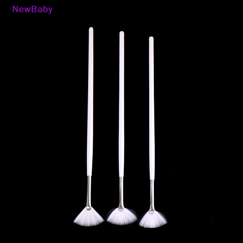 Newbaby 3pcs Kuas Makeup Brush Masker Gagang Panjang Bentuk Kipas Brush Makeup ID