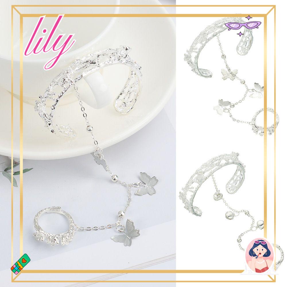 Lily Kupu-Kupu Lonceng Cincin Gelang Hadiah Kreatif Gaya Antik Cina Perhiasan Peri Pesona Gelang