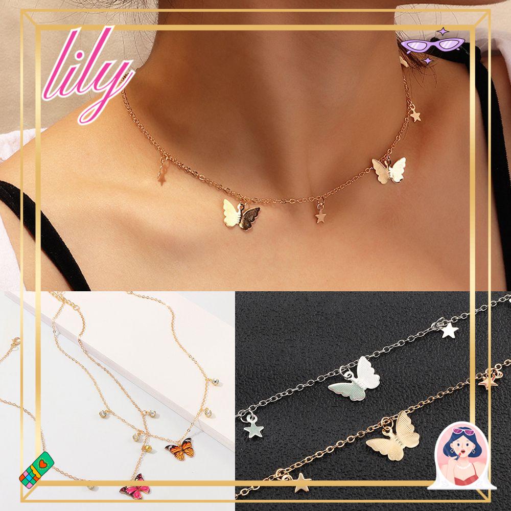 Lily Kalung Hewan Wanita Perhiasan Aksesoris Warna Emas Perak Liontin Choker