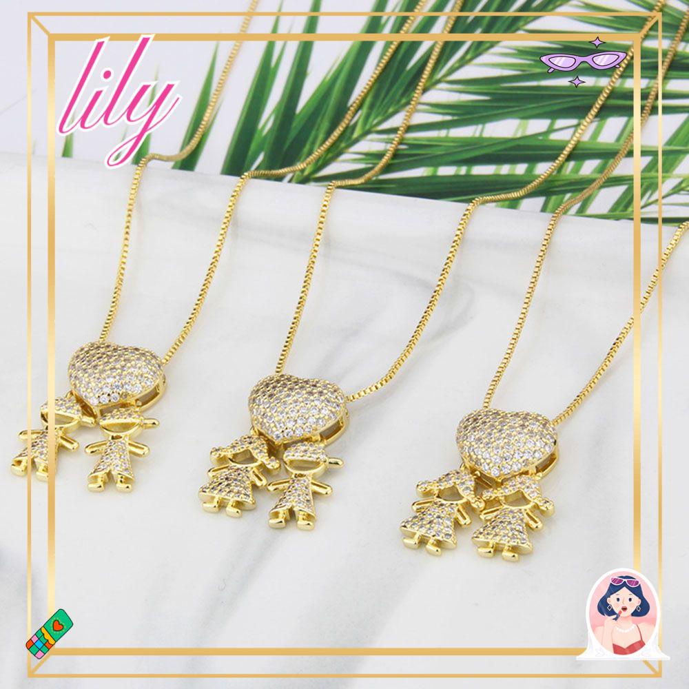 Kalung LILY Cewek Cowok2022Fashion Cubic Zirconia Multicolor Charm Love