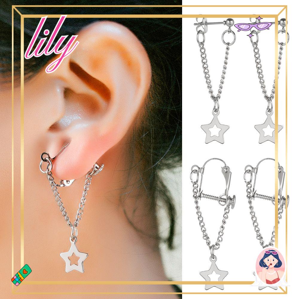 Anting Rantai LILY Star Gelap Super Keren Ganteng Tanpa Tindik