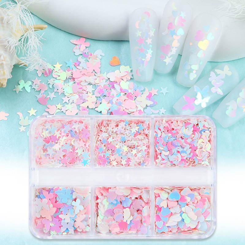 Sa Moon Heart Glitter Sequin Sparkling Sequin Mix Nail Glitter Mix Manicure Dekorasi Sequin Berkilau Untuk DIY Nail