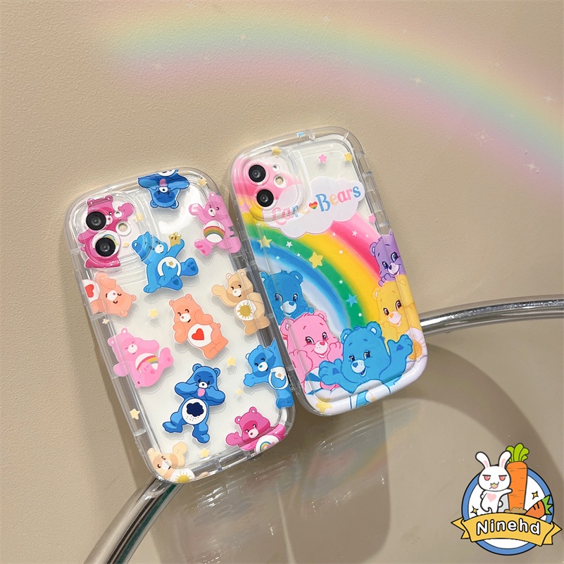 IPHONE Casing Kompatibel Untuk Iphone14 13 12 11 Pro Max X Xr Xs Max8 7 6 6s Plus SE 2020 Macaron Permen Pelangi Beruang Gaya Casing Ponsel Shockproof Silikon Transparan Penutup Tahan Debu