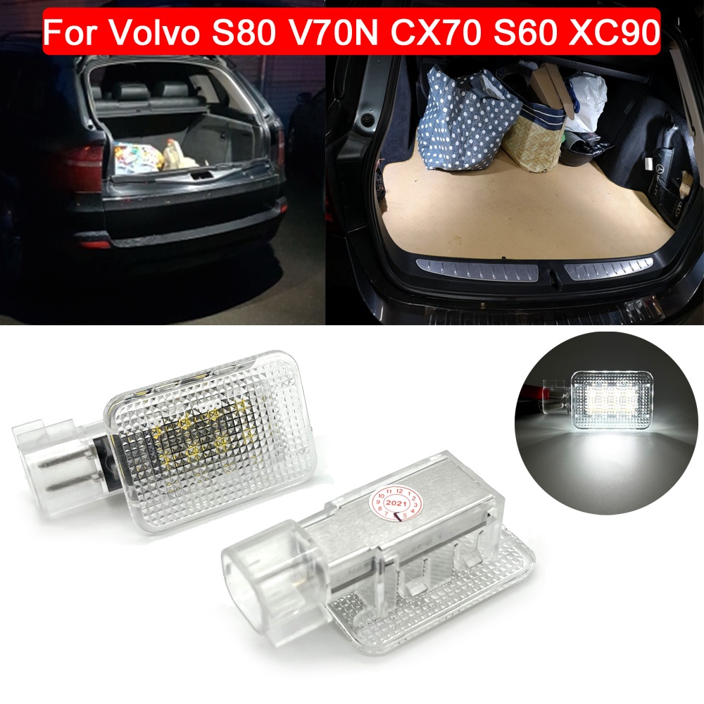 2pcs Lensa Bening Putih LED Interior Bagasi Bagasi Cahaya Untuk Volvo S80 V70N CX70 S60 XC90 Milik Lampu Pintu Footwell Light