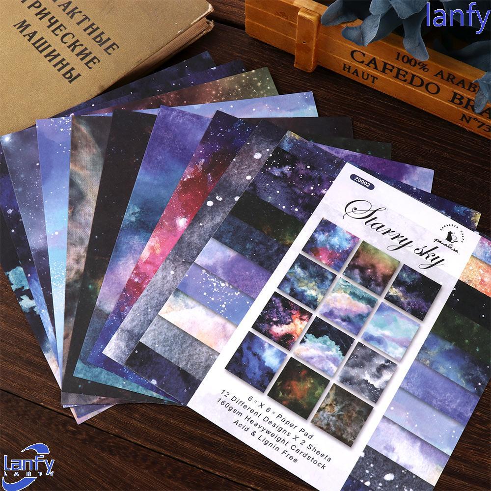 Lanfy Scrapbook Paper Art Background Hand Akun Bintang Skylight Bermotif Bahan Membuat Kartu Kertas 24lembar Craft Paper