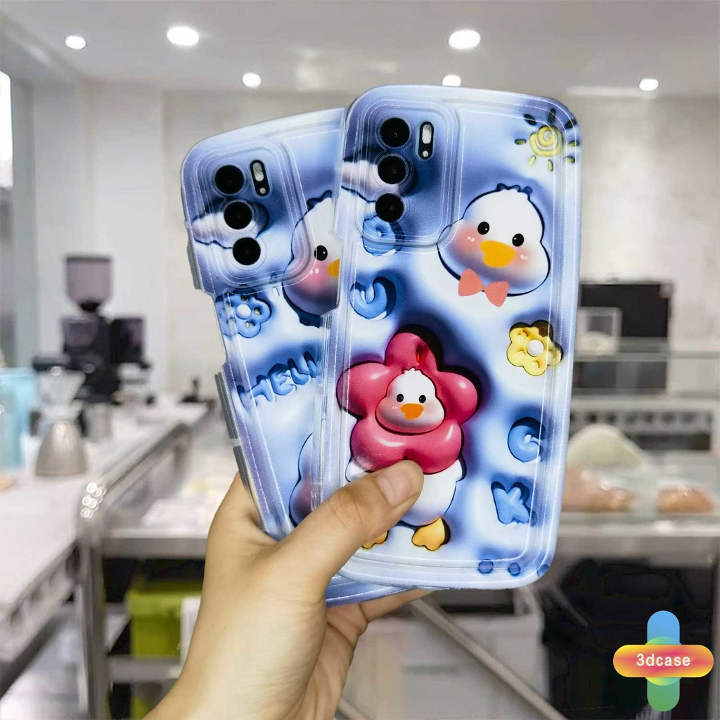 Casing OPPO A15 A54 A5S A77S A17 A17K A57 A3S A76 A96 A16 A95 A55 A7 A5 A9 A31 A53 A33 2020 A12 A12S A1K A12E A16E A16K A54S A53S A16S A77 A57S A57E A11S Reno 7 7Z 8Z 5 4 6 8 5F 5K 4F 4 5 06 Lite A74 A15S Hello Duck Camera Lens Protection Soap Case