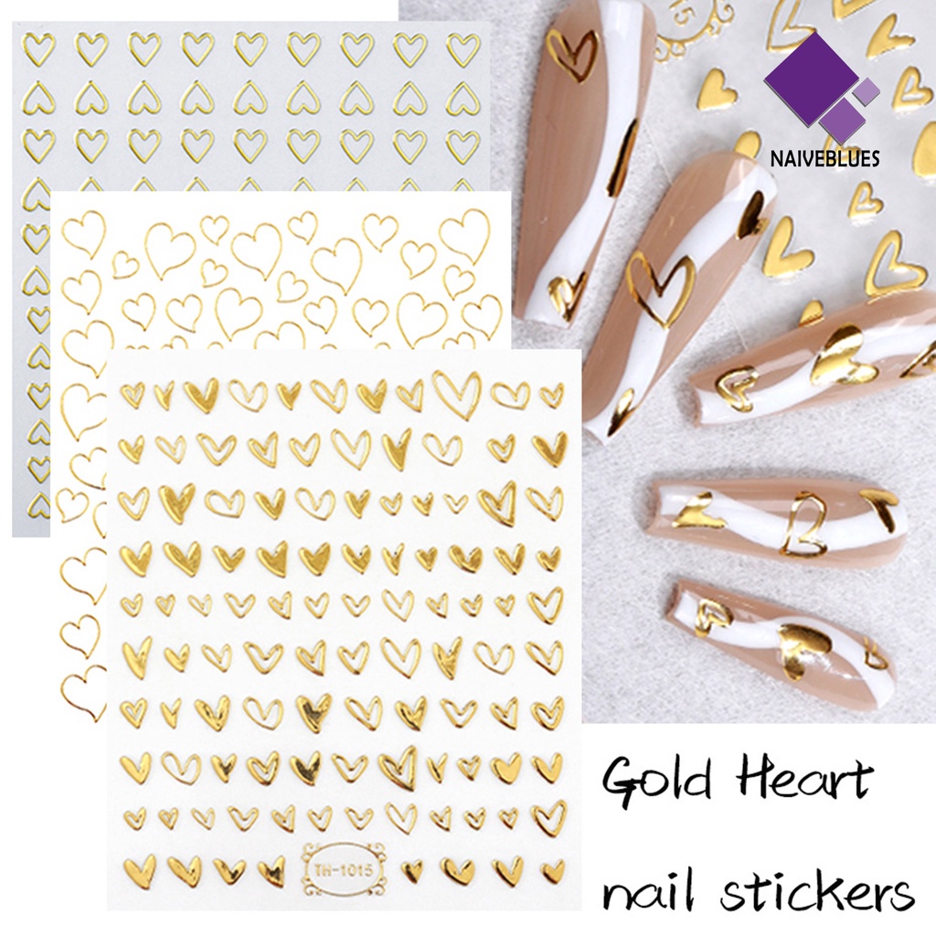 [naiveblues] Stiker Jantung Kuku Tidak Luntur Perekat Diri Tidak Jatuh Removable DIY Valentines Day Nail Lover Lucu