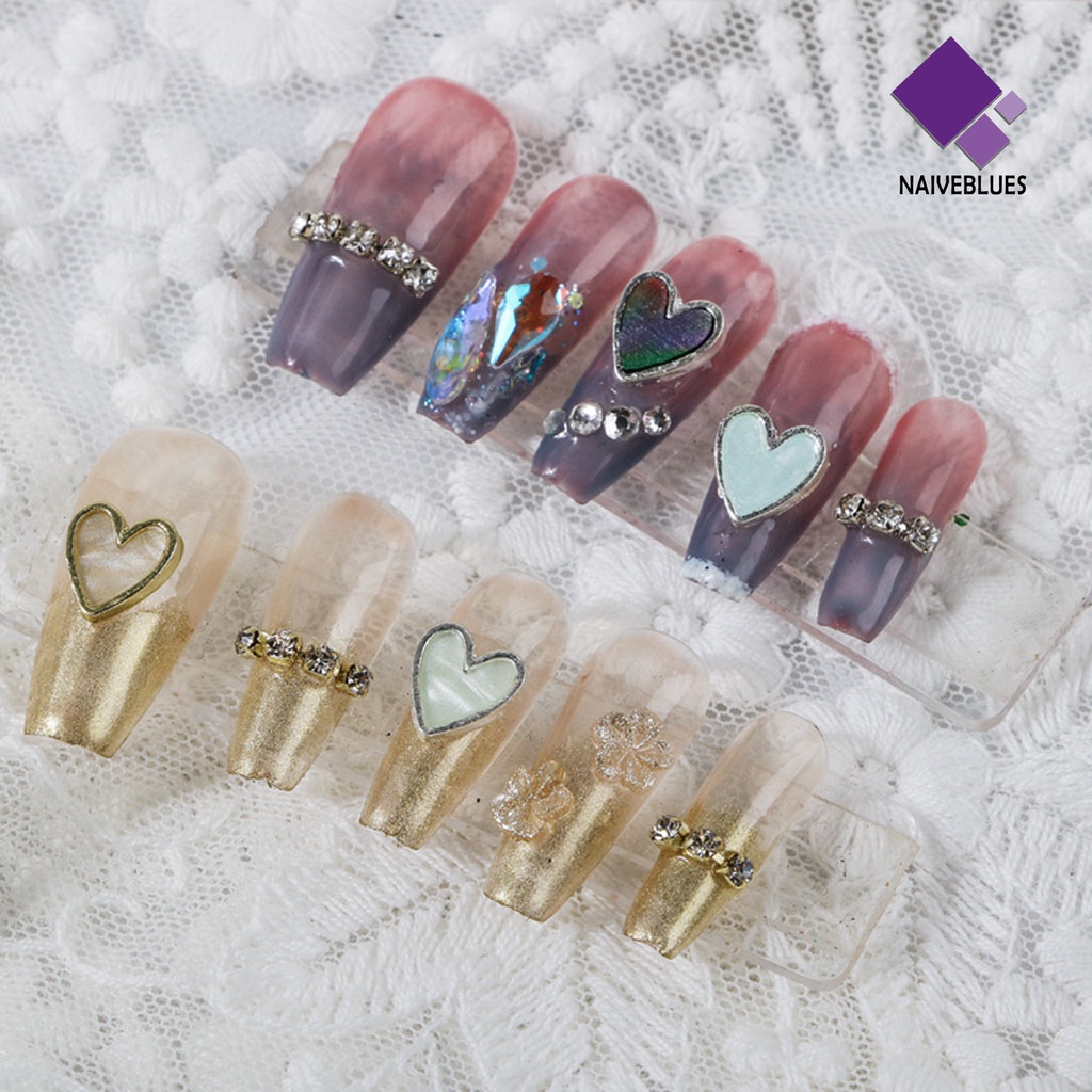 [naiveblues] 10pcs Dekorasi Kuku Bentuk Indah Mempesona Efek Visual Aplikasi Lebar Bahan Alloy Hias Hidup