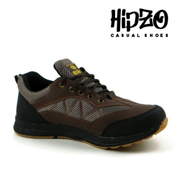 (COD) Sepatu Pria Casual Kerja Hipzo Sepatu Fashion Terbaru Sneakers Pria - Coklat, 43