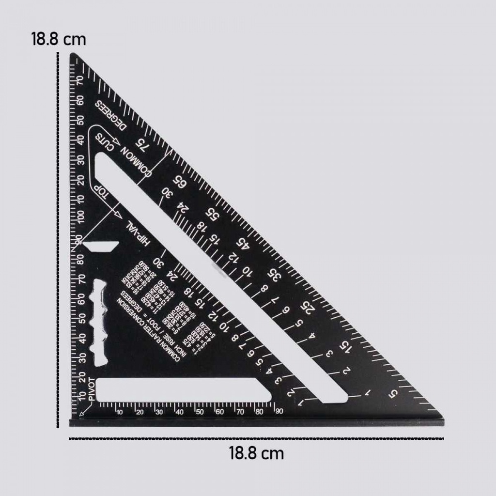 Penggaris Siku Mistar Triangle Ruler Aluminium 7Inch Perkakas Bangunan