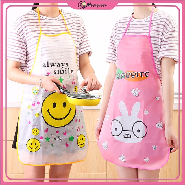 MONSOON - D6161 Apron Waterproof Berkarater Lucu / Apron Celemek / Celemek Masak Anti Air / Apron Celemek Motif Imut Lucu / Apron H191 / Celemek Dapur