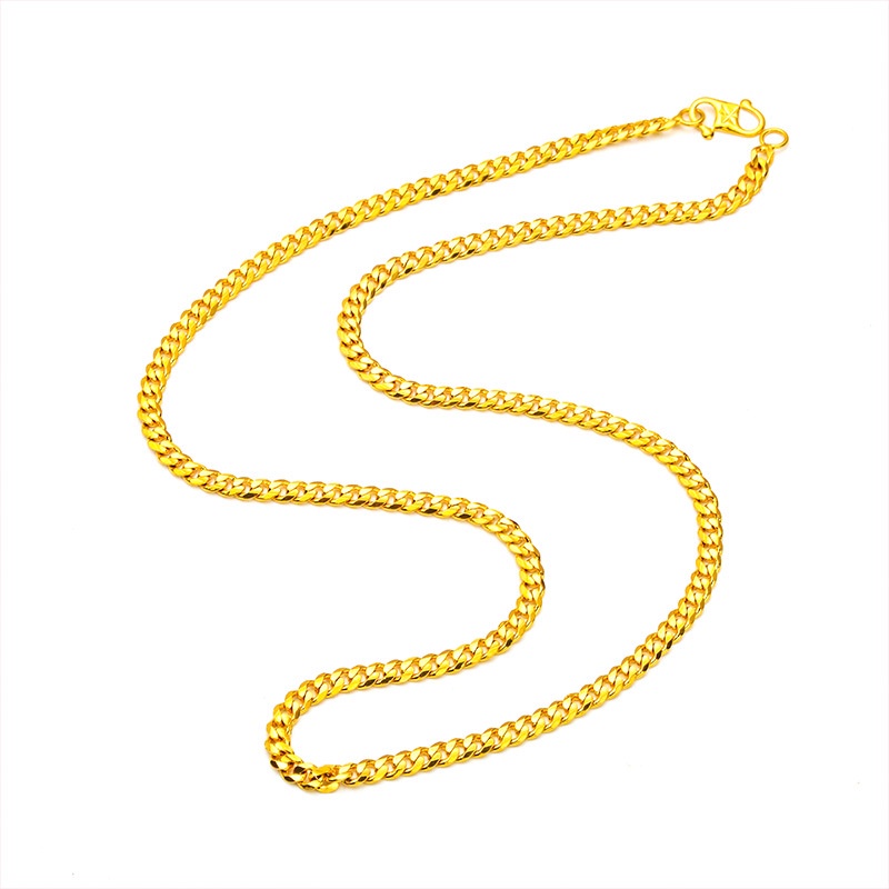 Goldkingdom Aksesoris Perhiasan Fashion Ready Stock Kalung Baru 50cm Pria Dan Wanita Rantai Gepeng