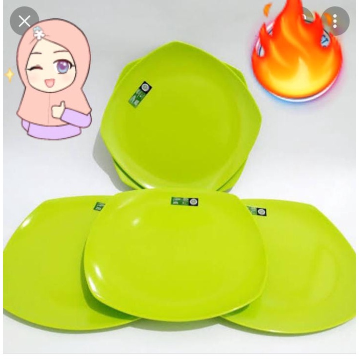 piring makan melamine  persegi 12 pcs/1 lusin warna random