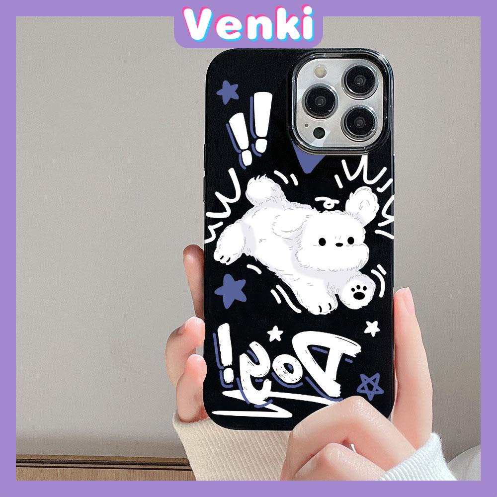 VENKI - For iPhone 11 iPhone Case Black Glossy TPU Soft Case Shockproof Protection Camera Cute Dog Compatible with iPhone 14 13 Pro max 12 Pro Max 11 xr xs max 7Plus 8Plus