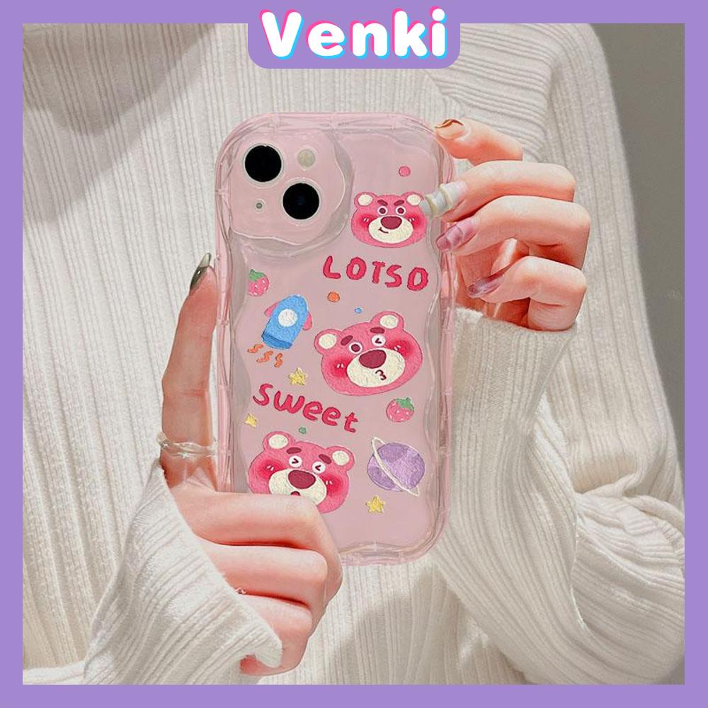 VENKI - For iPhone 11 iPhone Case 3D Curved Edge Wave Clear Case TPU Airbag Shockproof Camera Cover Cute Strawberry Bear Compatible with iPhone 14 13 Pro max 12 Pro Max xr 7 8Plus