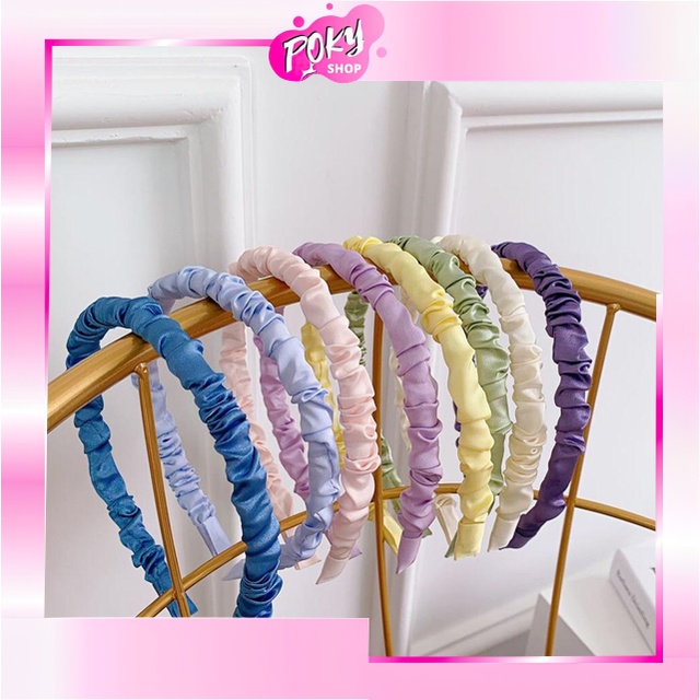 POKY - D6154 Bandana Polos Wanita / Bando Wanita B814 / Headband Satin Kerut / Bando Kerut Korea / Bando Scrunchie