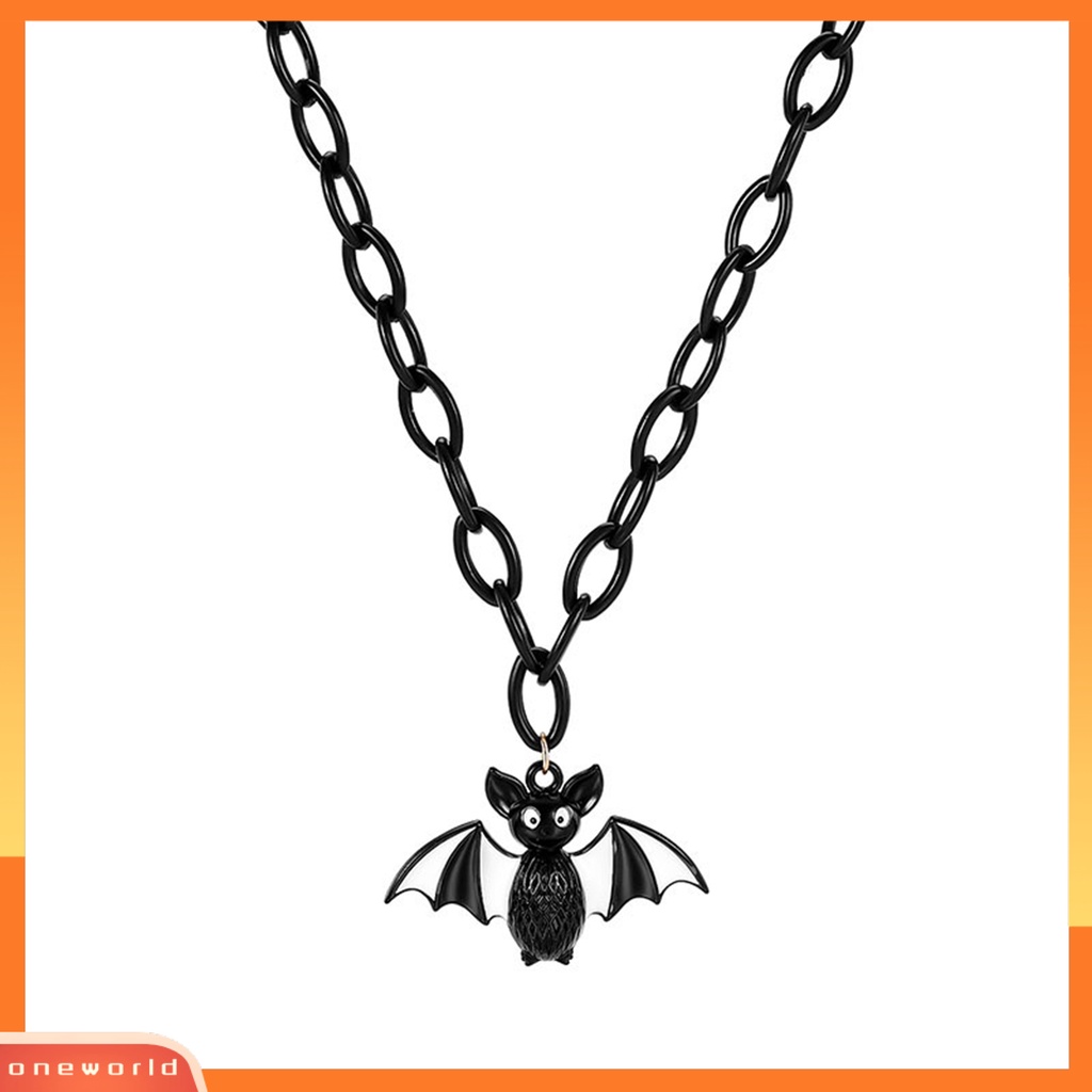 [EONE] Halloween Kalung Punk Gothic Rantai Tebal Hias Adjustable Trik Perlakuan Hadiah Geometris Halloween Kelelawar Liontin Choker Kalung Fashion Perhiasan Pesta Nikmat