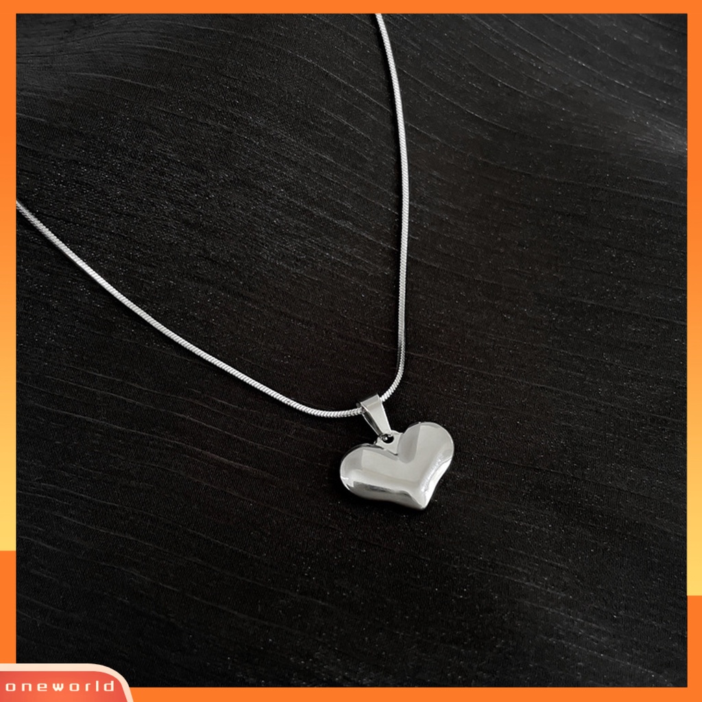 [EONE] Kalung Hati Stainless Steel Warna Silver Peach Heart 3D Charms Temperamen Dress-Up Perhiasan Rantai Wanita Klavikula Rantai Sweater Necklace Aksesoris Untuk Pesta