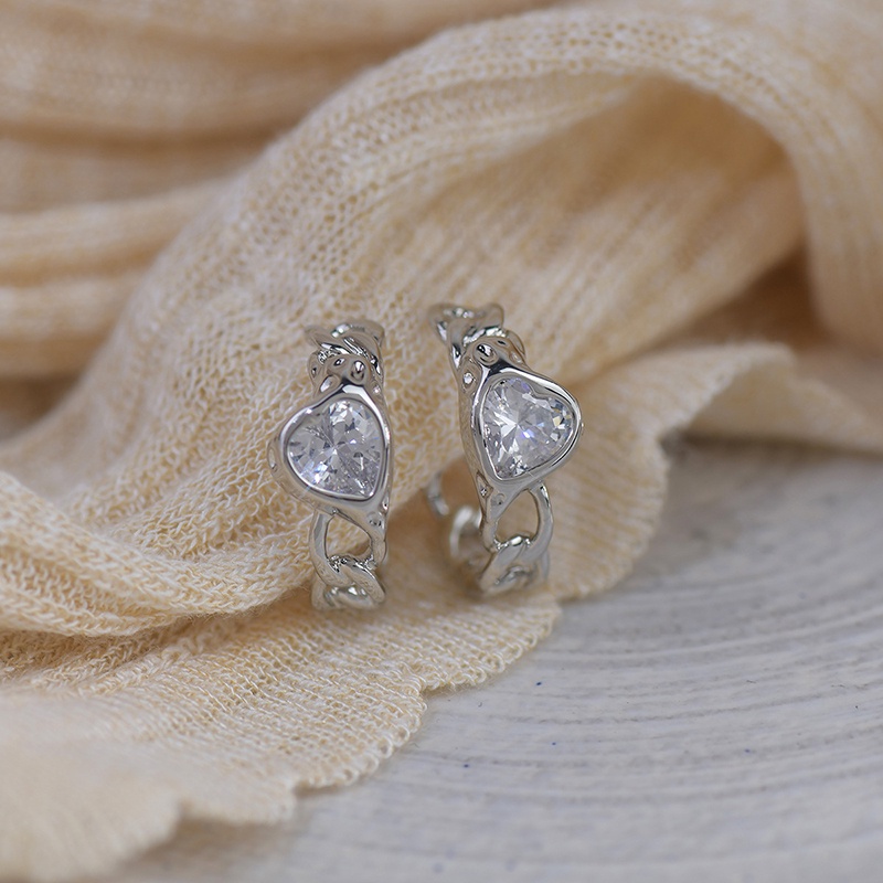 Fashion Wanita Rantai Hati Anting Trendi Perhiasan Baru Untuk Wanita Punk Berlebihan Cinta Stud Earrings