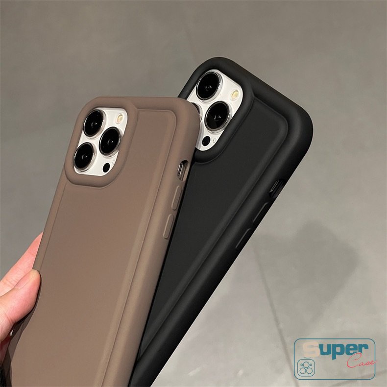 Menebal Airbag Warna Solid Case Kompatibel Untuk IPhone 7Plus 11 13 14 12 Pro MAX XR 8Plus 6 6S 7 8 Plus X XS MAX SE 2020 Matte Polos Mewah Simple Shockproof Soft Silicon Cover