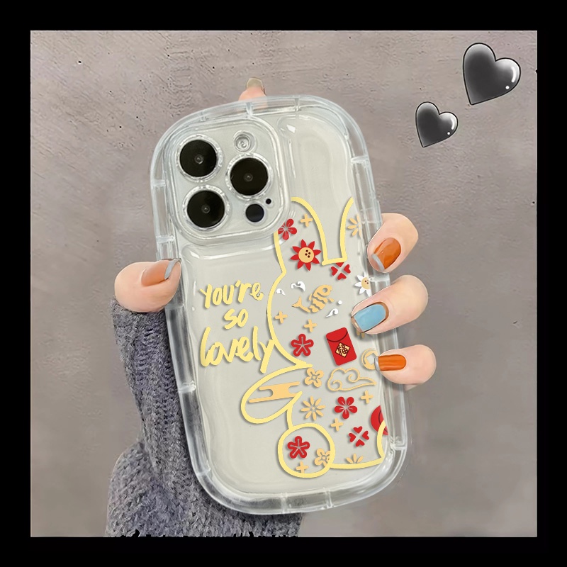 Kelinci Lucu Shockproof Phone Case Kompatibel Untuk IPhone Casing13 11 14 12 Pro XS Max X XR 7 +8 Plus Cover Silikon TPU Transparan Lembut