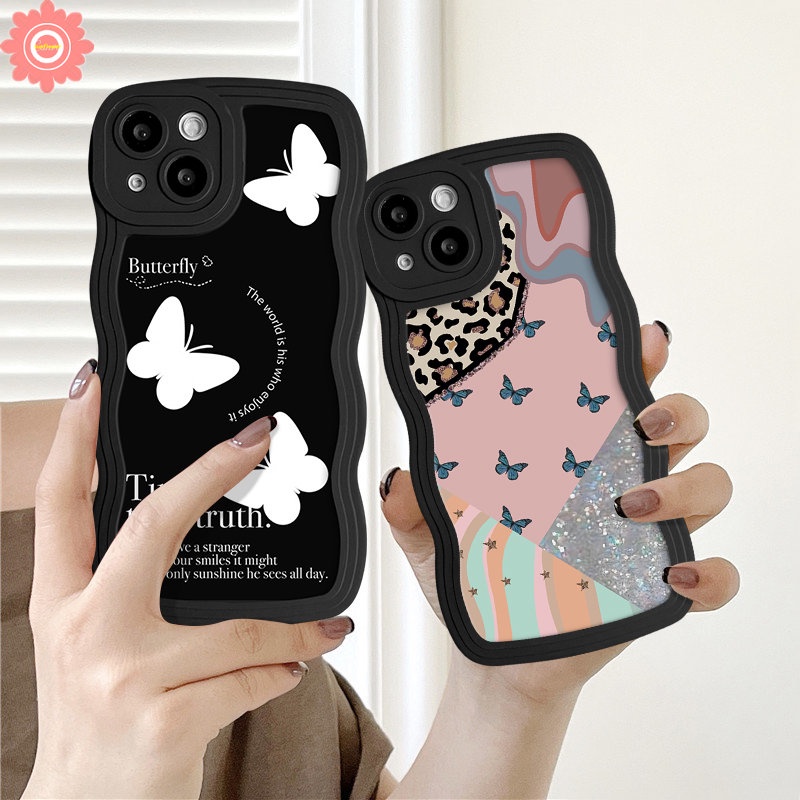 Case Untuk Infinix Hot10 9 11 12 Play Note 10Pro 12g96 Smart 4 6 5 Plus Hot 12i 10Lite 11s 20 9 10s 10 20s 8 12 Pro Ins Fashion Retro Fantasy Butterfly Wavy Edge Soft Case