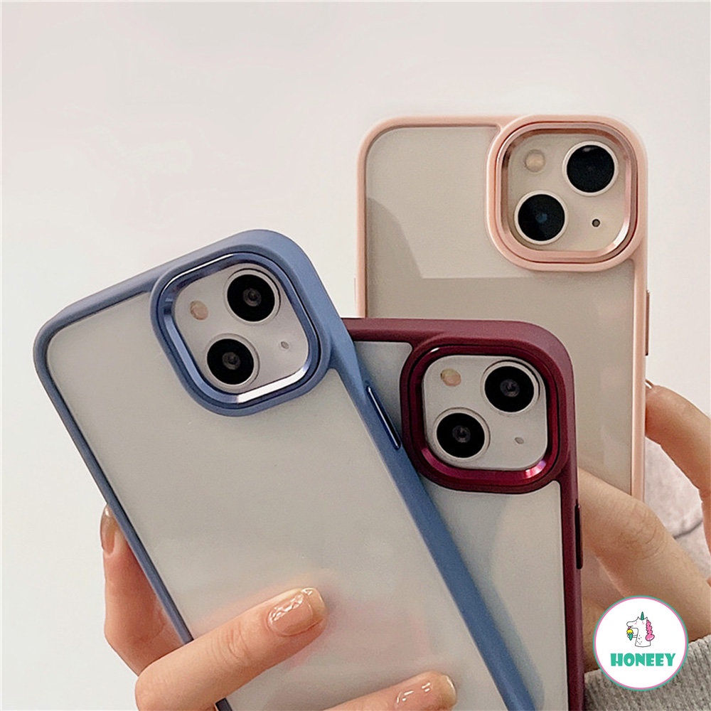 IPHONE Bumper Silikon Mewah Bahan Akrilik Bening Shockproof Case Untuk Iphone14 13 12 11 Pro XS Max X XR 78 Plus Penutup Cincin Kamera Metal