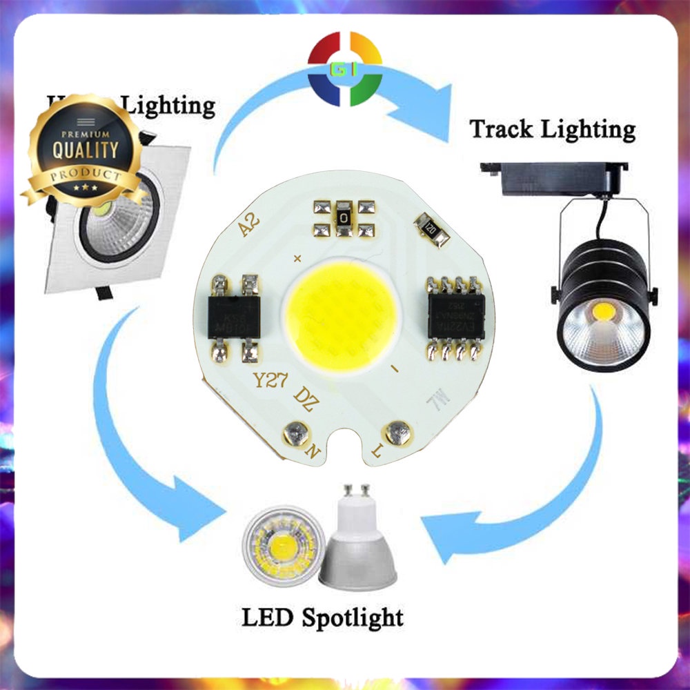 Chip LED Lampu COB SMD Cool White 6000-6500K 220V 27mm 7W - White