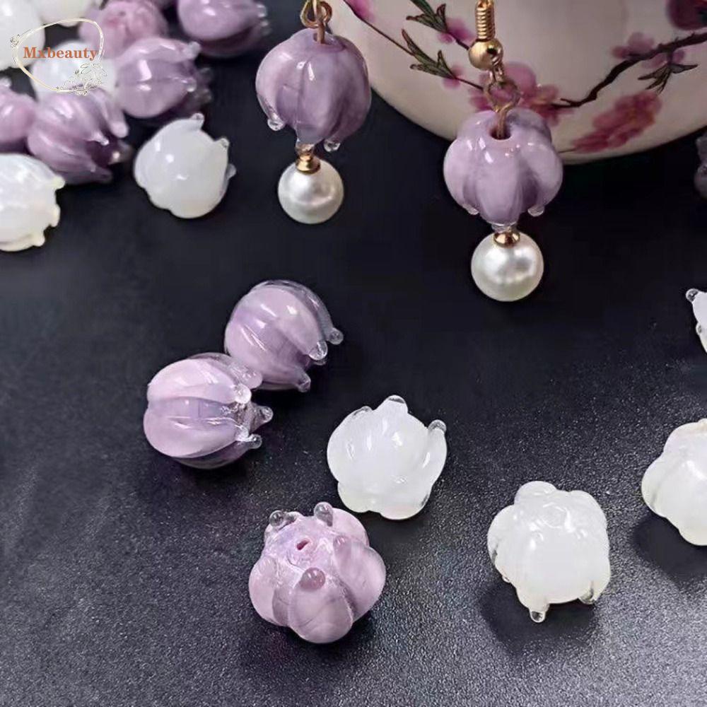 Mxbeauty Bell Anggrek Liuli Manik-Manik Hadiah Anting Mahasiswa Jepit Rambut DIY Kerajinan Membuat Perhiasan Untuk DIY Kaca Longgar Manik-Manik Gelang Membuat Kit Bunga Kuncup Manik-Manik