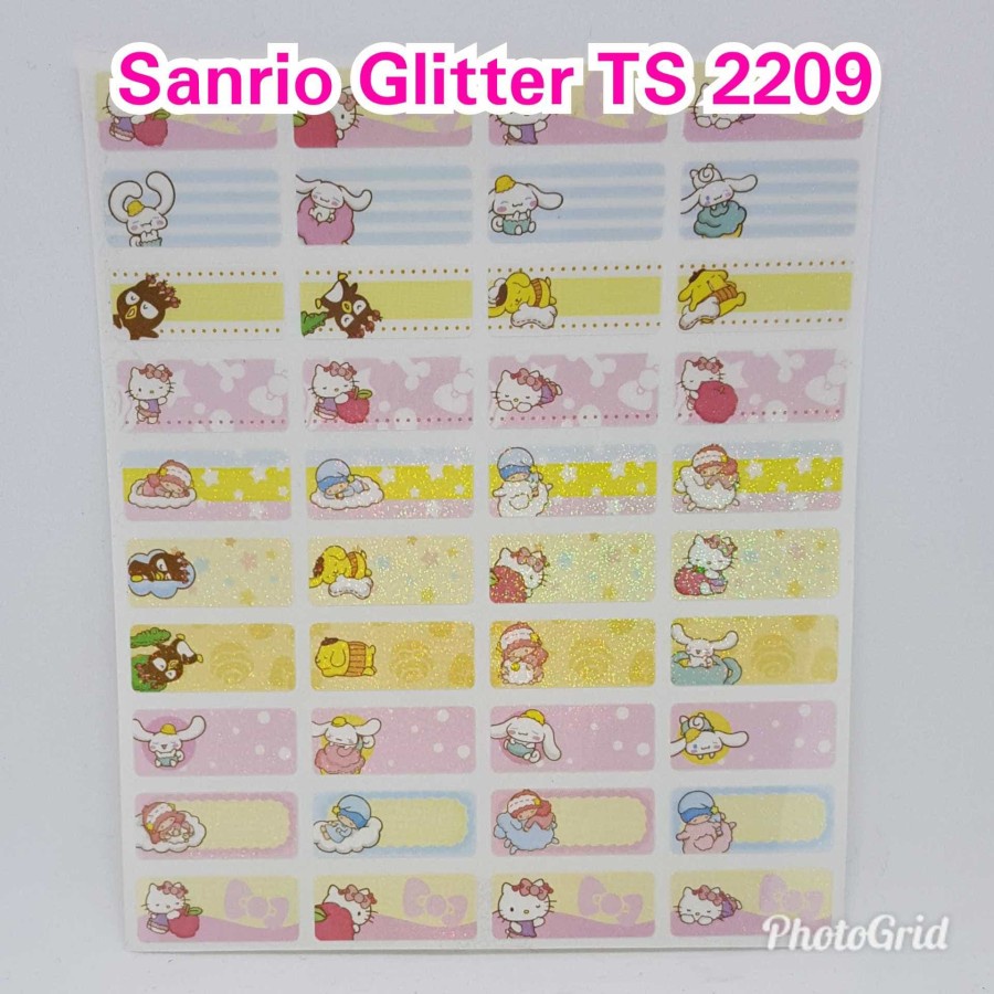 

Bayi Loecoe Mainan Anak Label Sticker Glitter Anti Air Premium Hello Kitty Karakter Terima Cetak Nama Custom