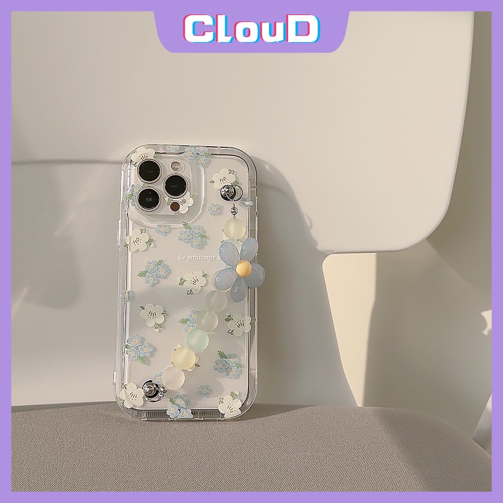 Fresh Flowers Casing Bening Untuk Realme C55 C35 C12 C20 C3 C17 C11 2020 C15 6i5 5i 7i 9i 5s C21Y C25Y C25 C33 C30 C30S C1 C2 C25s C11 Airbag Shockproof Soft Cover Dengan Gelang Bunga