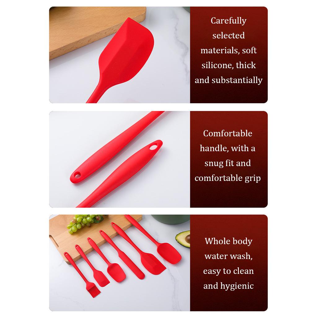 6 Pcs Spatula Silikon Set Spatula Mentega Mixer Bakeware Baking Mixing Tool Integrate Handle Peralatan Dapur Masak