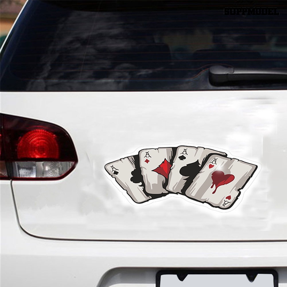 [SM Auto] Pola Poker Lucu Body Mobil Truk Dekorasi Jendela Sticker Reflektif Decal