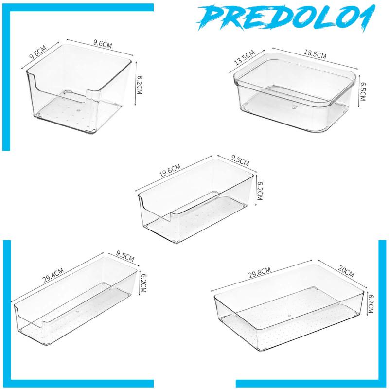 [Predolo1] 5pcs Kotak Penyimpanan Laci Keranjang Wadah Penyimpanan Untuk Kabinet Kantor Kamar Mandi