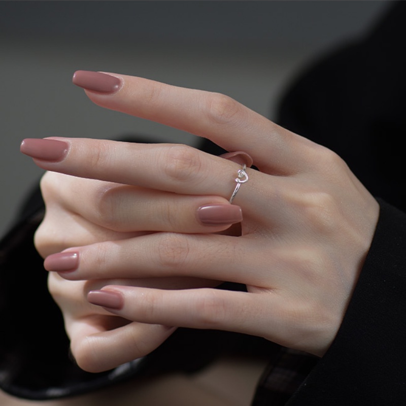 Roselife Minimalis s925 Perak Kecil Spiral Hati Terbuka Cincin Untuk Wanita Perempuan Elegan Garis Memutar Cinta Rings Adjustable Finger Cuff Perhiasan Hadiah