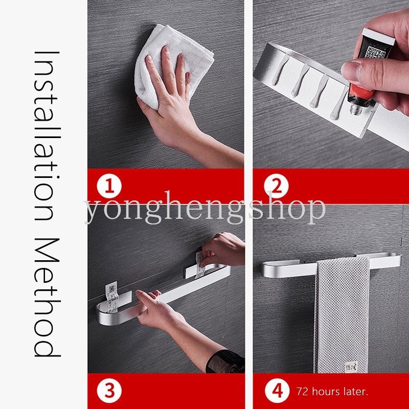 30-60 cm Ruang Aluminium Rak Handuk Bebas Pukulan Dinding Yang Dipasang Towel Bar Batang Gantungan Handuk Holder Sandal Rak Penyimpanan Kamar Mandi Organizer