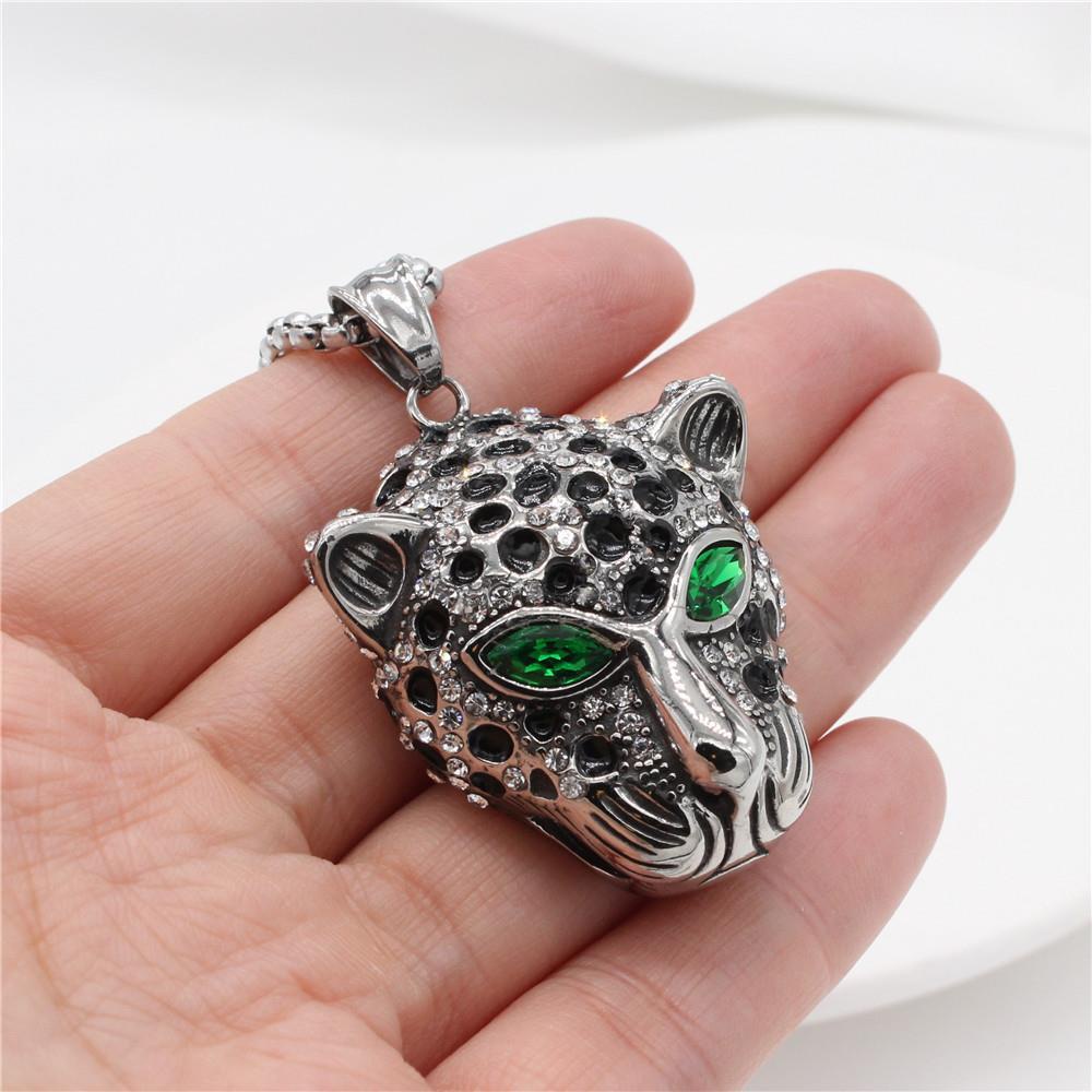 [X C Kalung] Mode Baru Pribadi Vintage Kepala Macan Leopard Kepala Pria Hip Hop Baja Titanium Liontin Kalung Wanita Kalung Hadiah