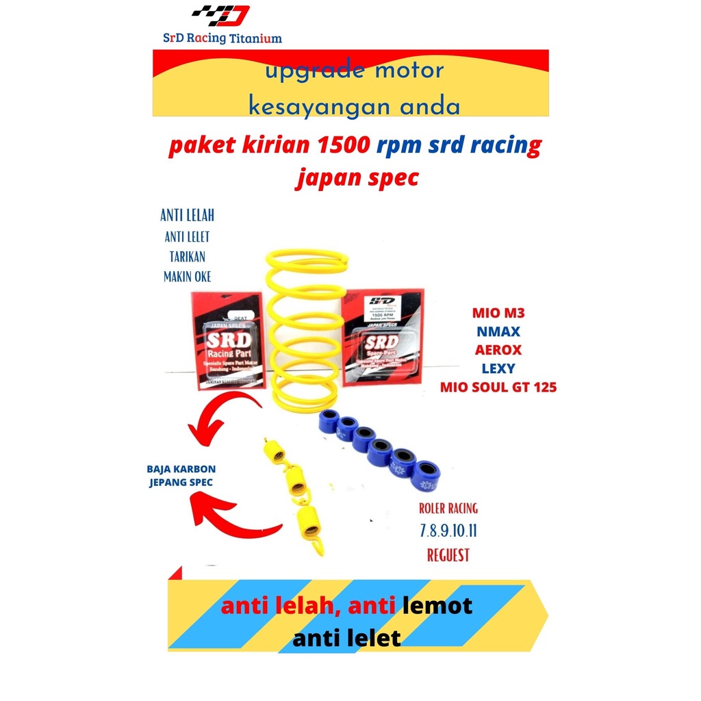 paket kirian paket per cvt racing per kampas ganda 1500 rpm dan roller 7-8-9-10-11 g Mio M3 nmax aer