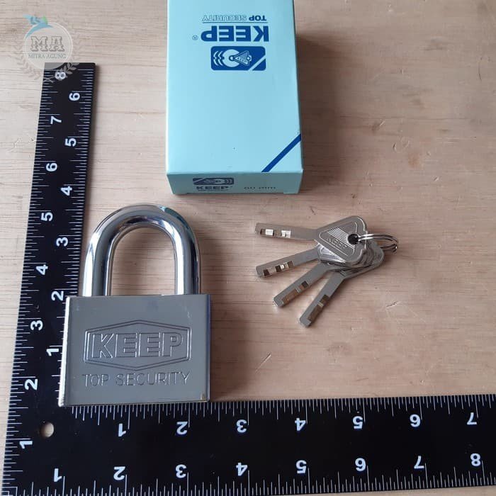 Gembok Stainless Steel KEEP 60mm leher pendek / Gembok Anti Karat Cut