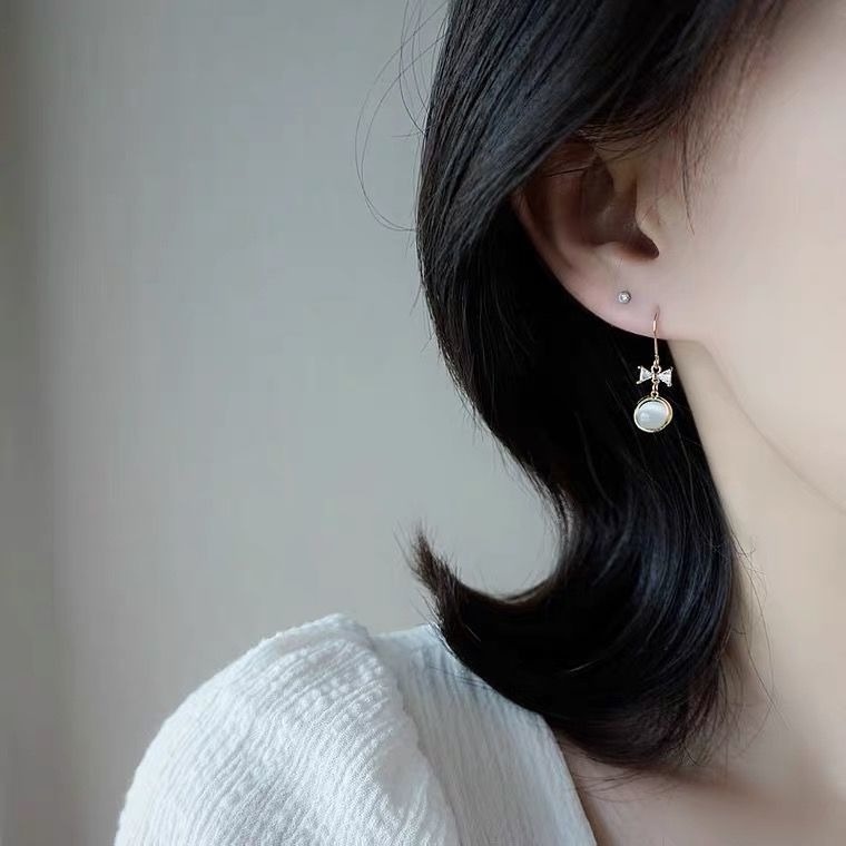 Anting Mutiara Busur Shell Anting Gaya Peri Kecil Dan Super Anting Minimalis Korea