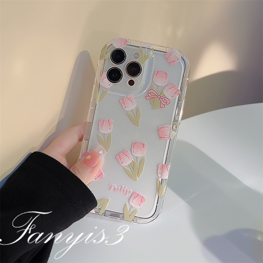 Redmi 12C 10C 10A 10 9 9A 9C 9T Note 12 11 Pro+ 11s 11 10s 10 9s 9 8Pro Xiaomi Poco X3Pro X3NFC M3 Mi 11Lite 10TPro Bunga Tulip Phone Case Bening TPU Soft TPU Cover Dengan Bracket