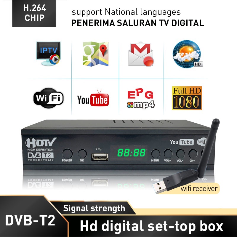 DVB-T2 Set Top Box STB Aldo Brand New Full HD Siaran TV Digital Receiver STB Wifi Bisa Youtube