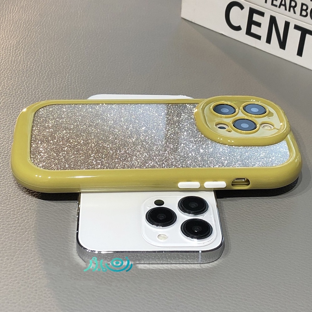 Casing Ponsel Bingkai Oval Glitter Hijau Mint Lucu Untuk iPhone 14 Pro 13 12 11 Pro Max Warna Permen Shockproof Bumper Penutup Belakang