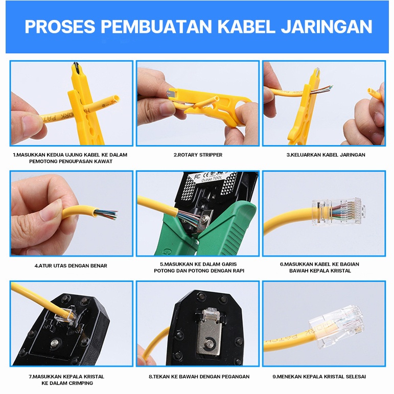 TOOLKIT NETWORK REPAIR TANG CRIMPING LAN TESTER RJ45 RJ11 PLUGBOOT