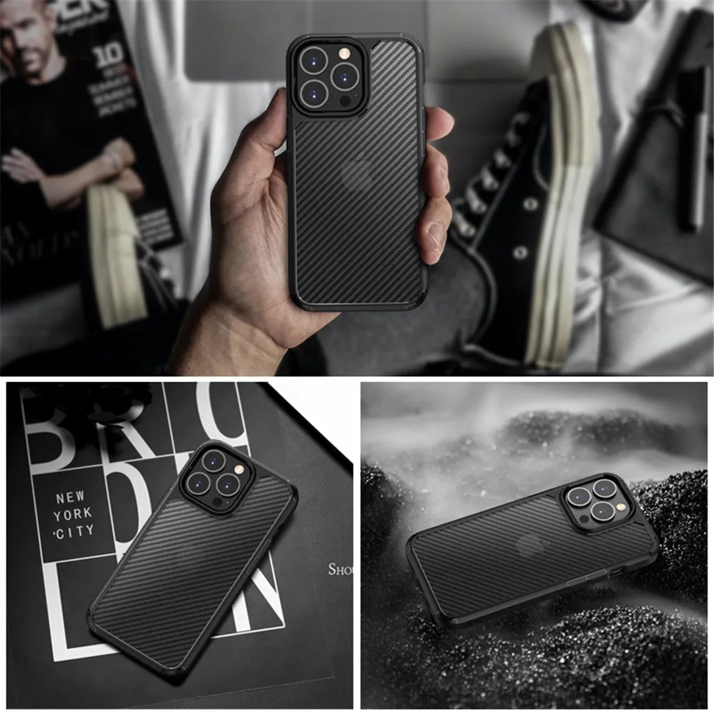 Carbon Case iPhone Premium Karbon Casing Black iPhone Cover Hardcase Apple Untuk Iphone 14 13 12 Mini 11 Pro Max X XR XS 78 Plus SE