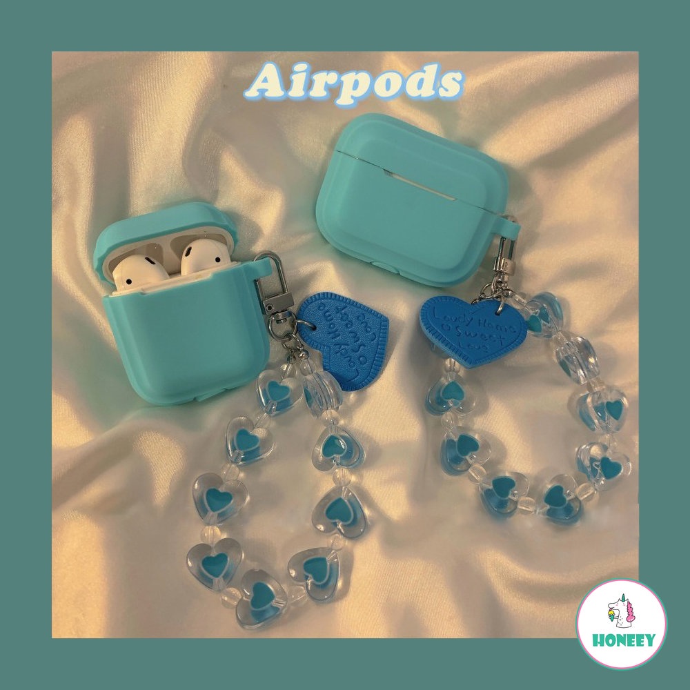 Liontin Rantai Lengan Earphone Cinta Warna Solid Sederhana1/2airpods Untuk Apple 3pro Silikon Soft Case Tahan Jatuh