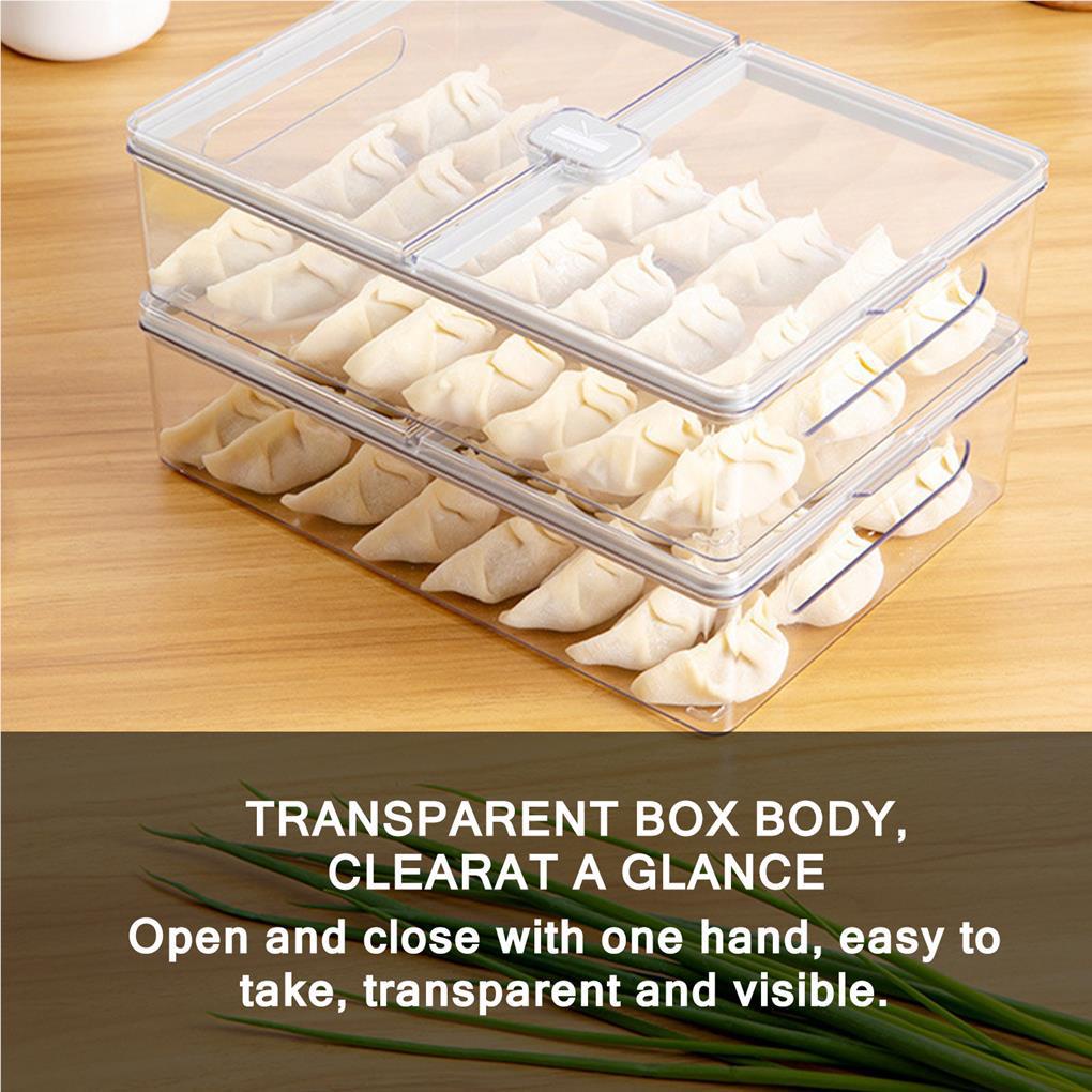 Stackable Flip Refrigerator Storage Box Breathable Kitchen Kotak Pengawet Pangsit Kulkas Kapasitas Besar Transparan Disegel Karton Dengan Flip Untuk Kulkas Dapur Rumah